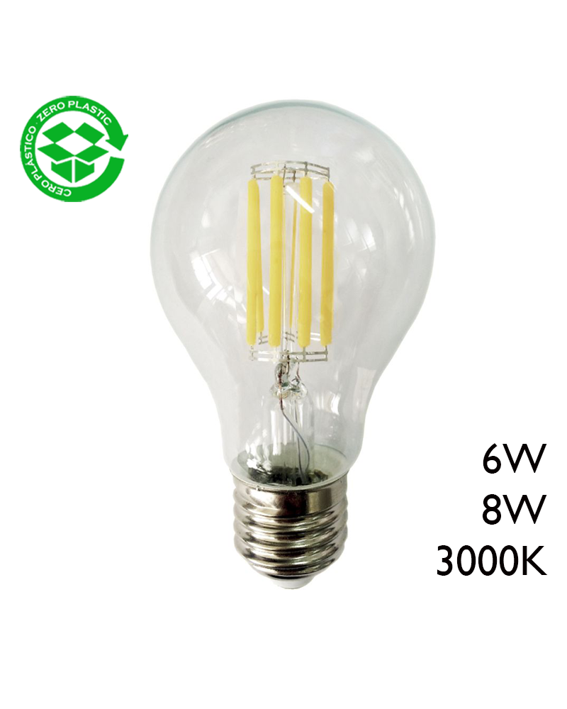 Bombilla Estándar LED filamentos E27 3000K A+ Bombilla Estándar LED filamentos E27 3000K A+