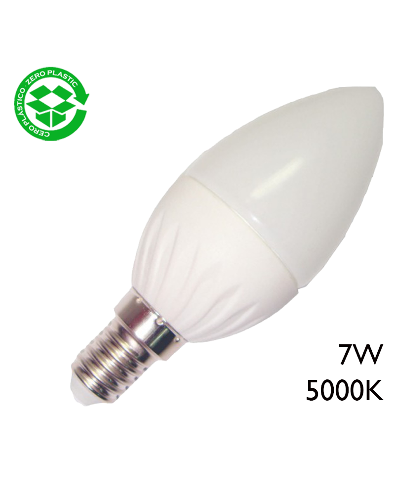 Bombilla vela LED 7W E14 luz blanca día