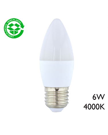 Bombilla vela LED 6W E27 luz blanca fría