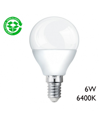 LED round bulb 6W E14 6400K