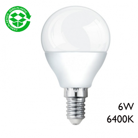 LED round bulb 6W E14 6400K