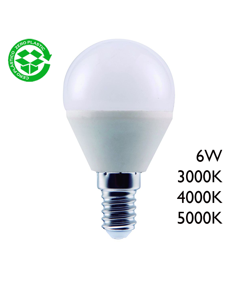 Bombilla esférica LED 6W E14