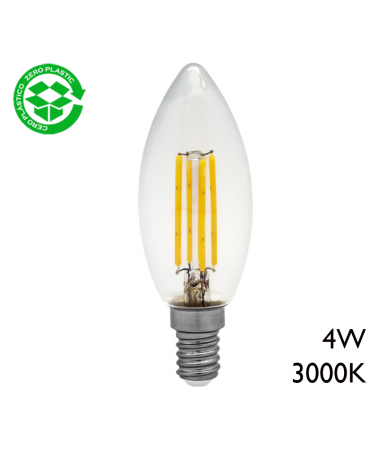 Bombilla vela LED filamento 4W E14 3000K 300Lm