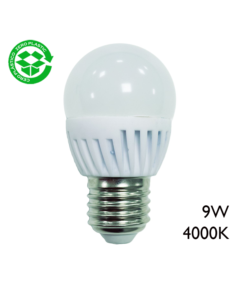 Bombilla esférica LED cerámica 9W E27 4000K