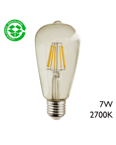 Vintage Torch Bulb 64mm LED filaments E27 7W 2700K 650Lm.