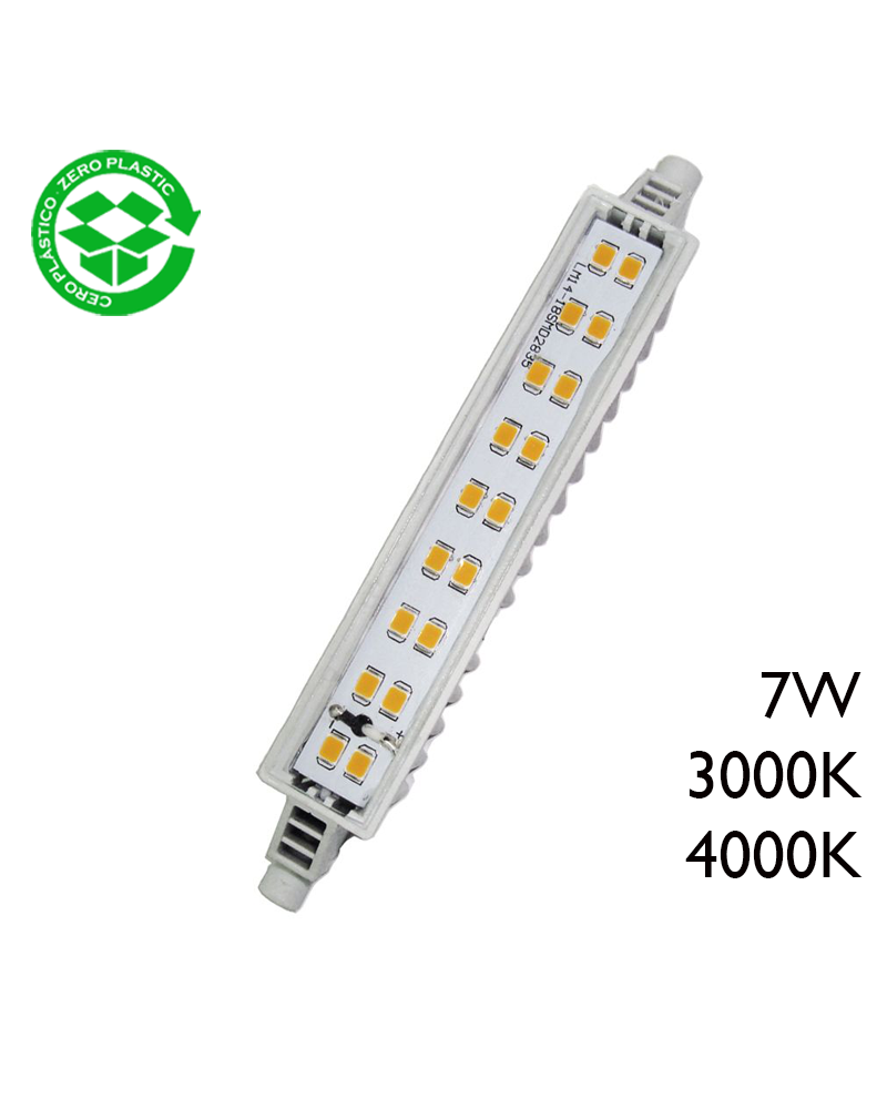Lámpara lineal 118 mm. LED 7W R7S 120º 680 Lm