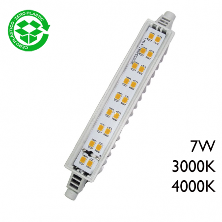 Lámpara lineal 118 mm. LED 7W R7S 120º 680 Lm