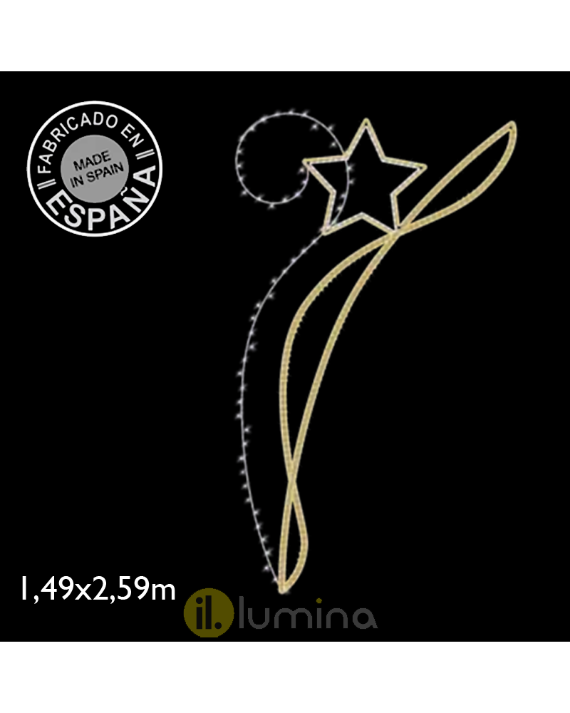 Figura Navideña flashing parpadeante silueta estrella luz cálida fria para calles y farolas 2,59x1,49m apto para exterior