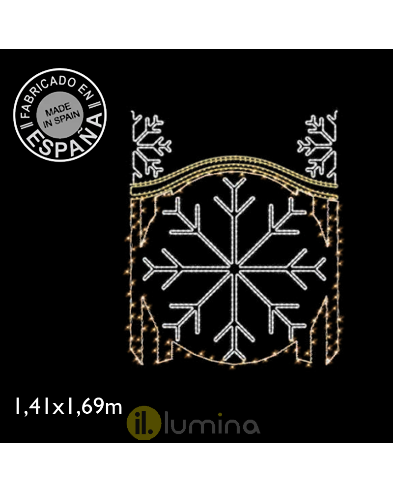 Outdoor LED Flashing Christmas figure central snowflake warm and cool lights 1.41x1.69m IP65