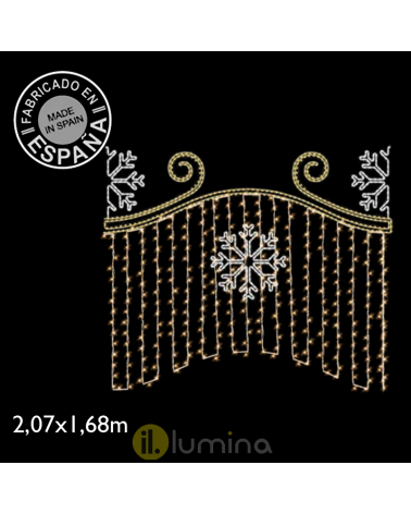 IP65 Outdoor LED Flashing Christmas figure with central curtain and snowflake warm and cool light 2x1.68m for outdoor