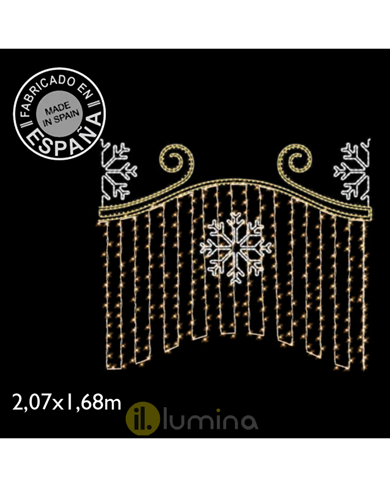 IP65 Outdoor LED Flashing Christmas figure with central curtain and snowflake warm and cool light 2x1.68m for outdoor