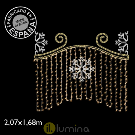 IP65 Outdoor LED Flashing Christmas figure with central curtain and snowflake warm and cool light 2x1.68m for outdoor