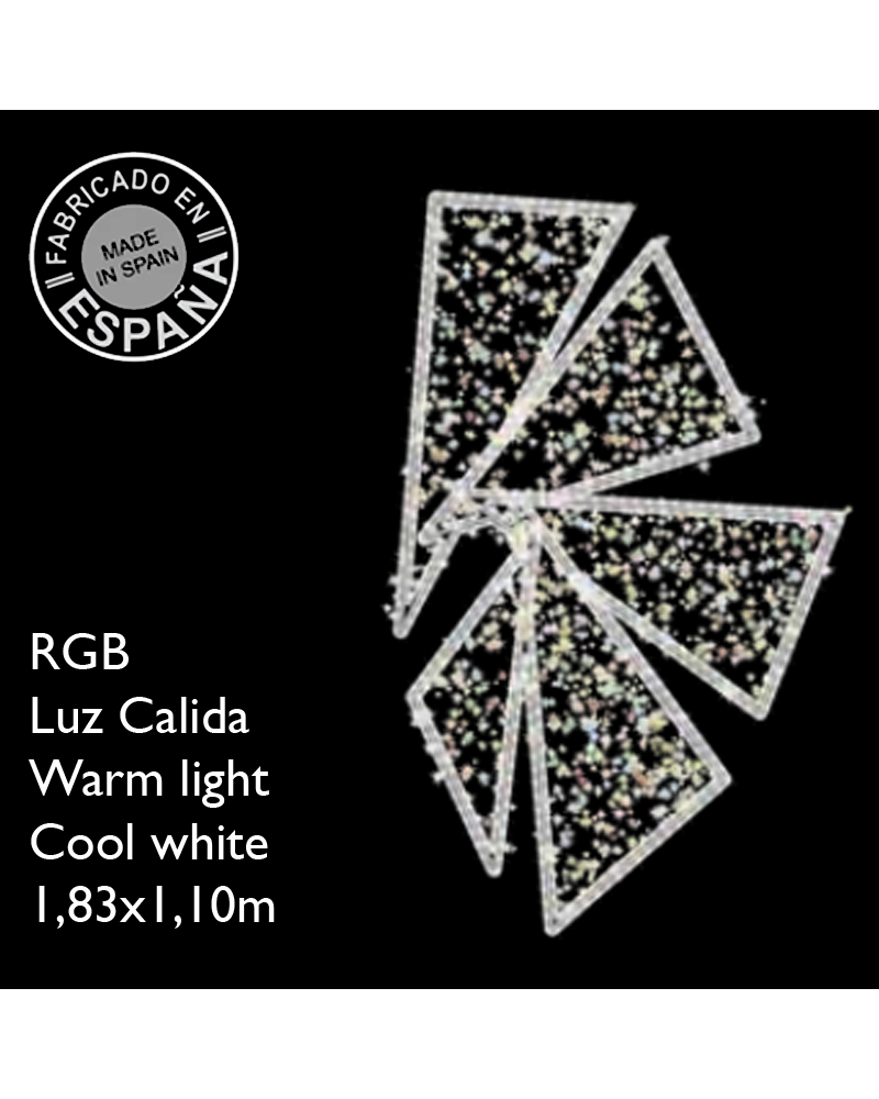 Outdoor LED Flashing Christmas figure with five triangular shapes warm and cool RGB light 1.98x10.70m IP65