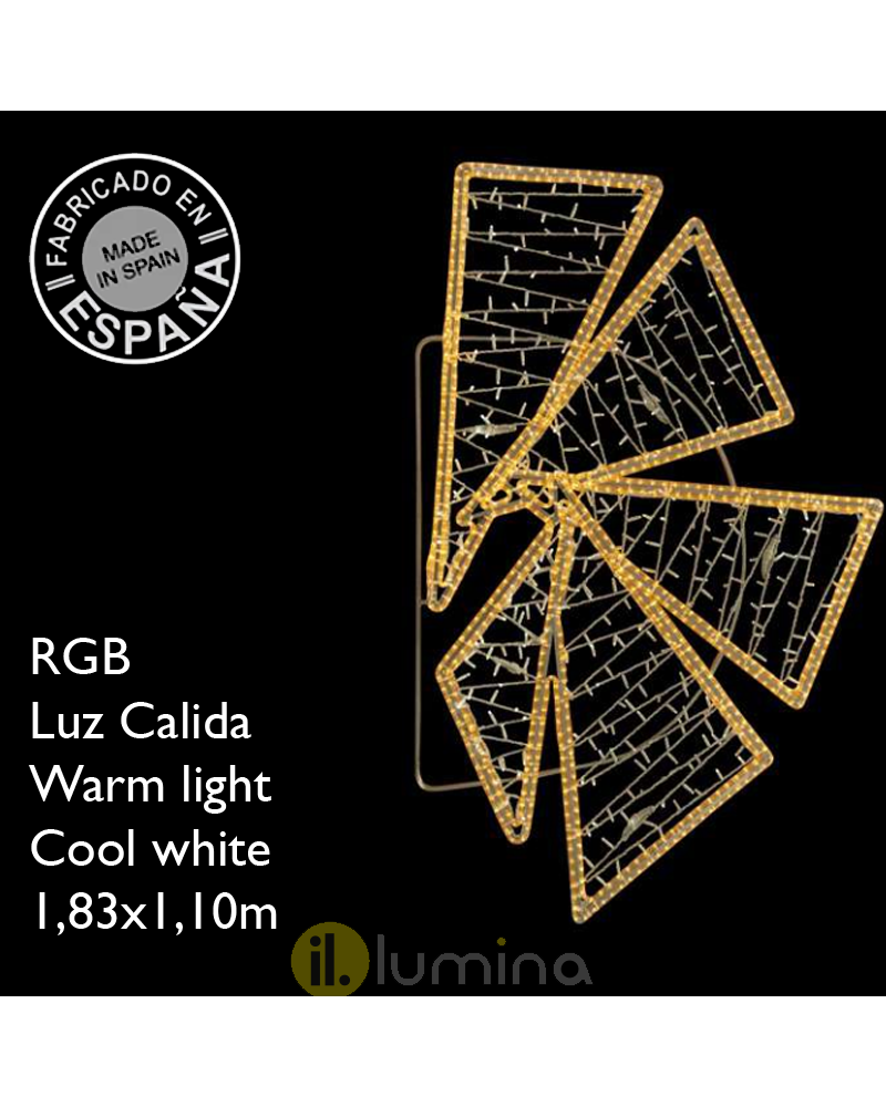 Outdoor LED Flashing Christmas figure with five triangular shapes warm and cool RGB light 1.98x10.70m IP65