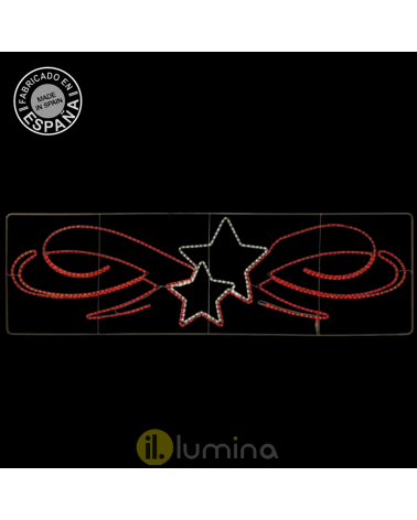 IP65 LED Christmas figure fixed light various colors with two stars and curved lines 2.40x0.73 meters for outdoor