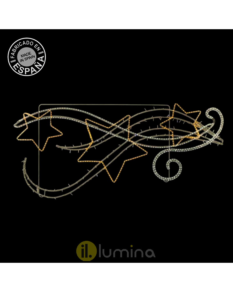 Figura Navideña luz fija varios colores tres estrellas y ondas 2,55x1,13 metros apto para exterior