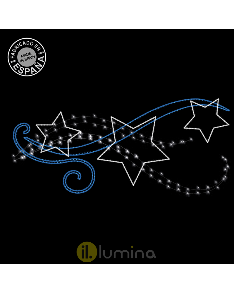 Outdoor LED Christmas figure fixed light various colors with 3 stars and waves 2.55x1.13 meters IP65