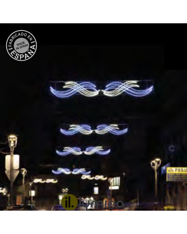 Outdoor Dual LED Christmas figure fixed light various colors with waves + waves 2.03x0.70 meters IP65