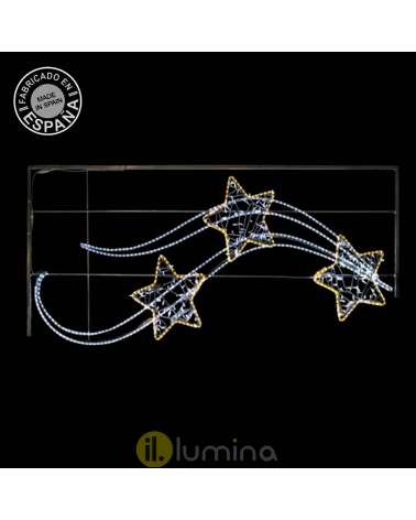 Figura Navideña luz fija tres estrellas con dos ondas 2,49x1,06 metros apto para exterior