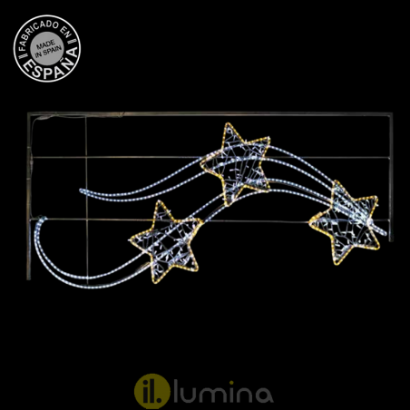 Figura Navideña luz fija tres estrellas con dos ondas 2,49x1,06 metros apto para exterior