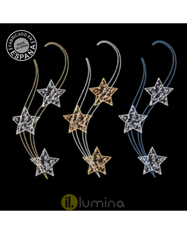 Figura Navideña luz fija tres estrellas con dos ondas 2,49x1,06 metros apto para exterior