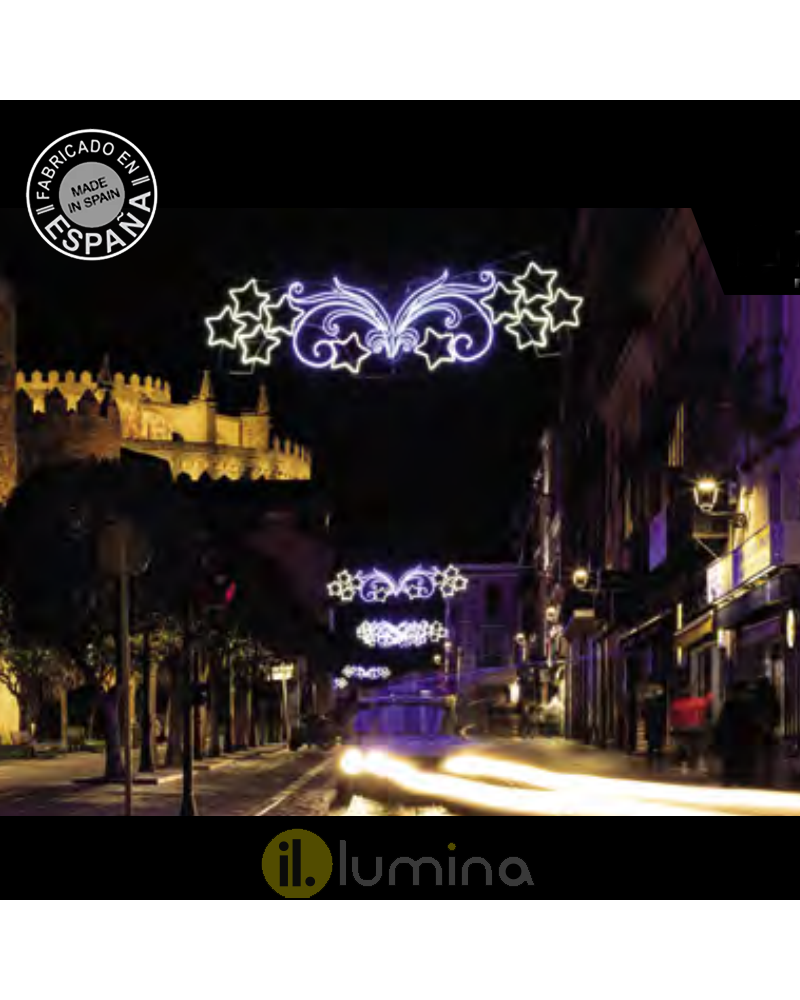 Outdoor Christmas figure fixed light spiral waves and five stars 2.55x1.28 meters IP65