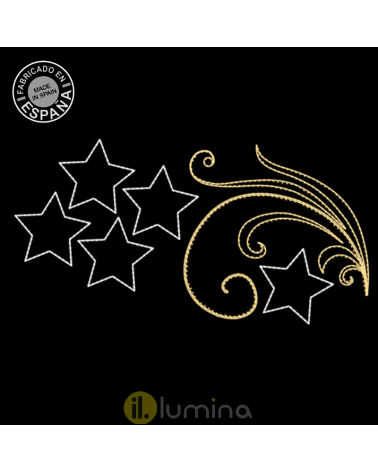 Outdoor Christmas figure fixed light spiral waves and five stars 2.55x1.28 meters IP65