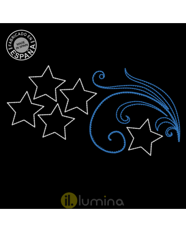 Figura Navideña luz fija ondas espiral y cinco estrellas 2,55x1,28 metros apto para exterior