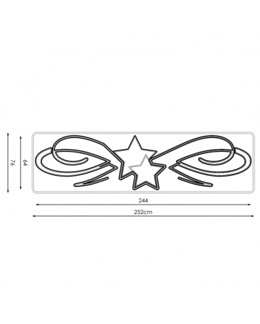 Figura Navideña luz fija varios colores dos estrellas y lineas curvas 2,40x0,73 metros apto para exterior
