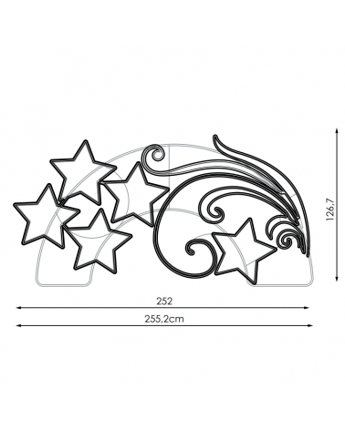 Outdoor Christmas figure fixed light spiral waves and five stars 2.55x1.28 meters IP65