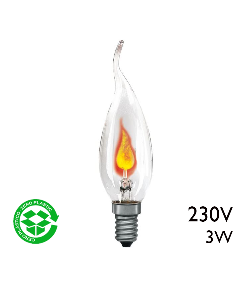 Oscillating Twisted Tip Candle Bulb 3W E14 230V