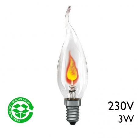 Oscillating Twisted Tip Candle Bulb 3W E14 230V