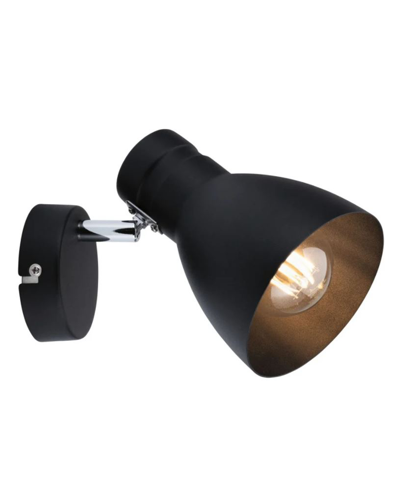 Aplique de pared orientable 11,2cm en metal color negro E27 20W