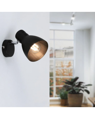 Adjustable 11.2cm wall lamp in black metal E27 20W
