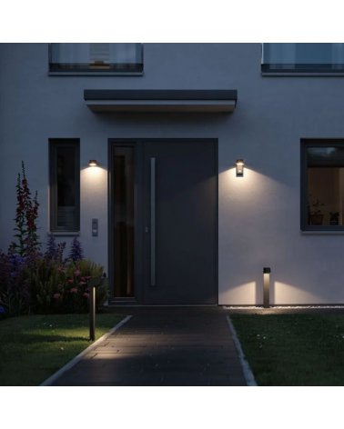 LED 6W outdoor wall light with motion sensor in 3000K grey aluminum