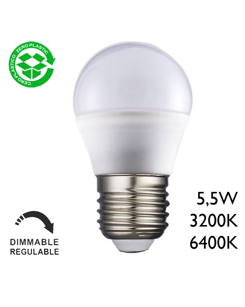 Bombilla esférica LED 5,5W E27 Regulable