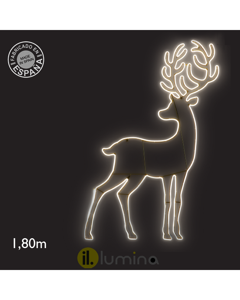 Figura luminosa siluteta reno ciervo navidad exterior para fachadas 180cm LED 117W