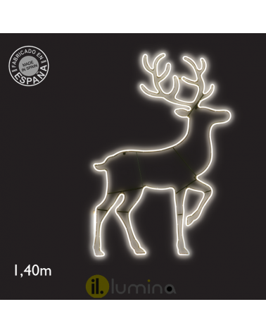 Figura luminosa siluteta reno ciervo navidad pastando IP65 exterior para fachadas 140cm LED 90W