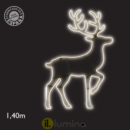Figura luminosa siluteta reno ciervo navidad pastando IP65 exterior para fachadas 140cm LED 90W