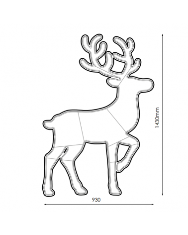 Luminous figure silhouette reindeer deer grazing christmas IP65 exterior for facades 140cm LED 90W