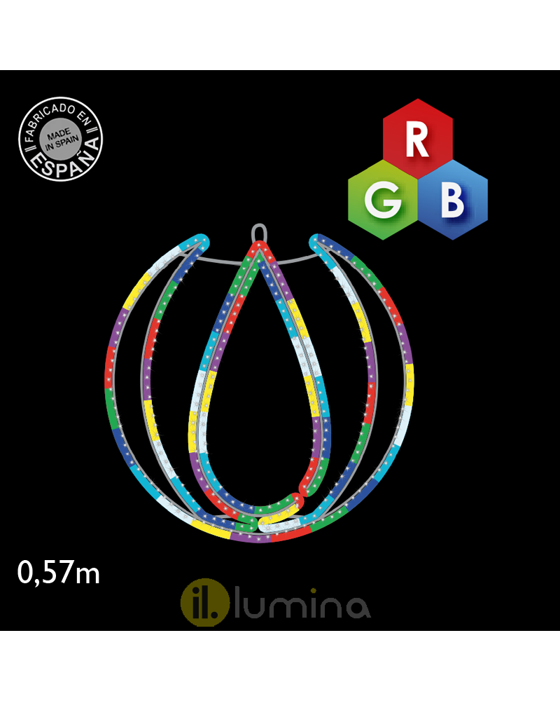 Figura luminosa esfera con gota luz fría, cálida o RGB LED 15W 57cm