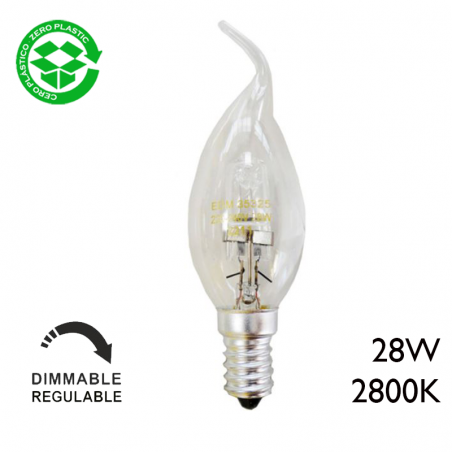 ECO Halogen candle bulb twisted tip clear finish 28W E14