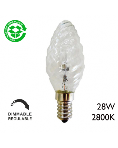 Clear curly candle ECO halogen bulb E14 28W