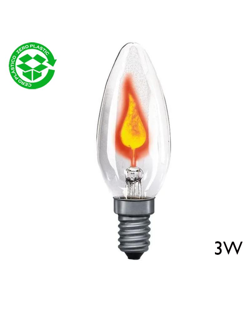 Flickering oscillating candle bulb like clear flame 3W E14 230V