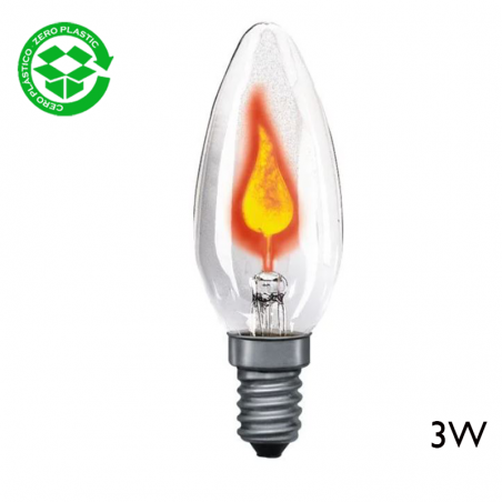 Flickering oscillating candle bulb like clear flame 3W E14 230V
