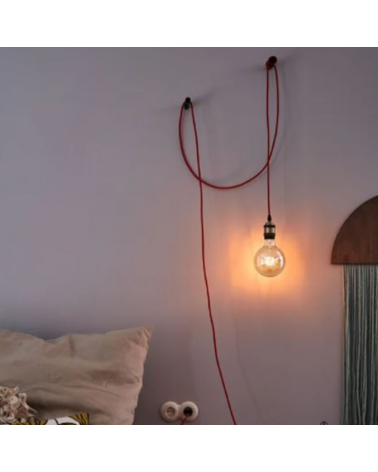 Fabric and metal pendant lamp 5 meters 20W E27 with cable switch
