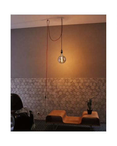Fabric and metal pendant lamp 5 meters 20W E27 with cable switch