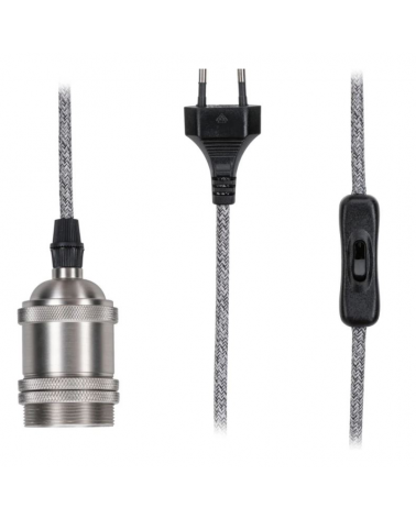Fabric and metal pendant lamp 5 meters 20W E27 with cable switch