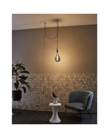 Fabric and metal pendant lamp 5 meters 20W E27 with cable switch