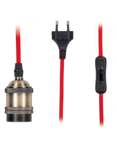 Fabric and metal pendant lamp 5 meters 20W E27 with cable switch